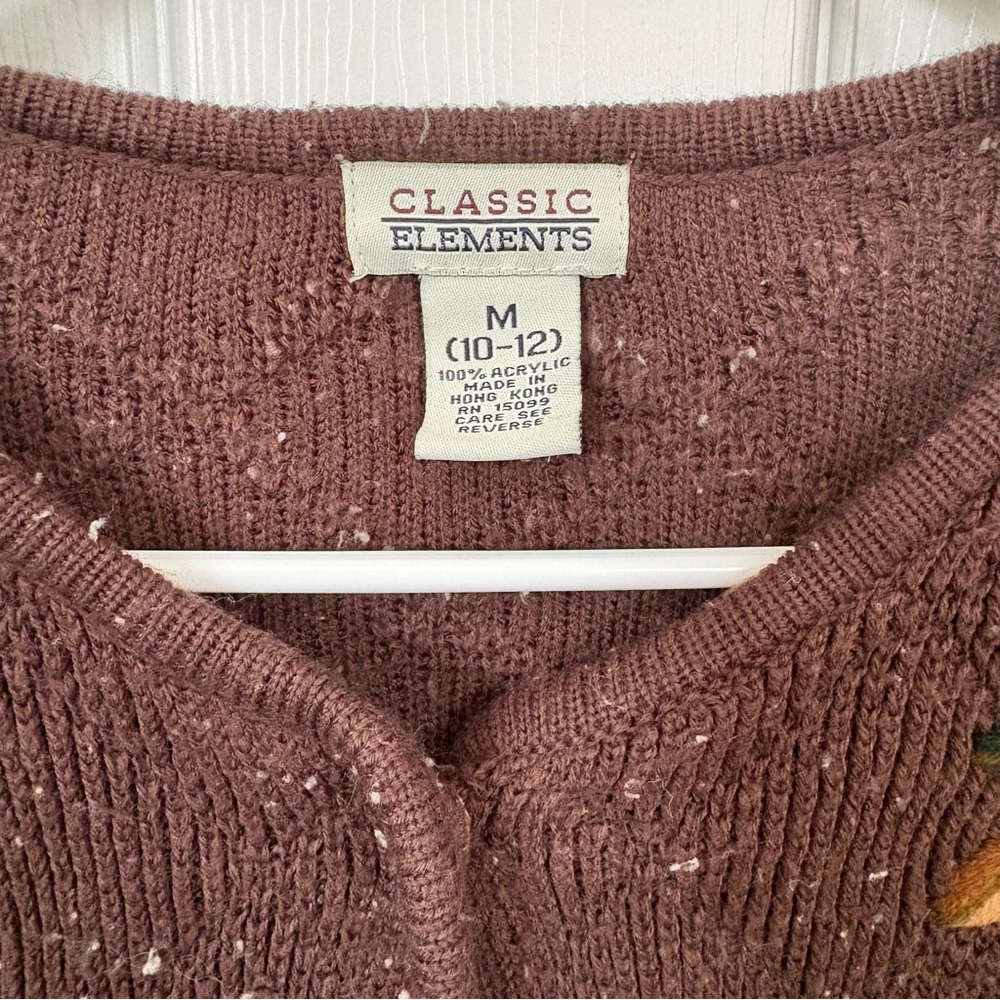 Classic Elements Brown Embroidered Button-Front C… - image 2